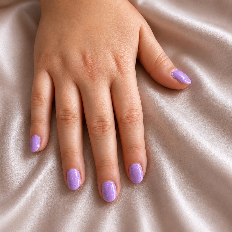 Lavender glitter manicure