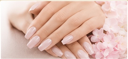 Professional manicure with baby pink nails